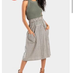 Francesca’s Fannie Striped Midi Skirt size S